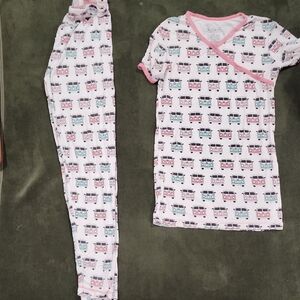Kickee's Pink and Blue Peace Sign Van Pajama Set